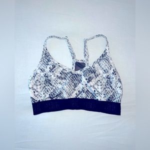 White, grey, and black snake skin print Victorias Secret PINK sports bra